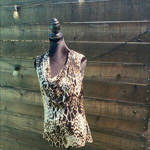 Worthington Animal Print draped Neck Top